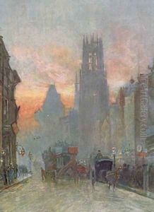 View looking down Fleet Street London late 19th century by Herbert Menzies Marshall