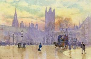 Parliament Square at Dusk 1889 by Herbert Menzies Marshall