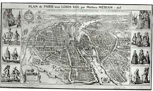 Birds Eye Plan of Paris 1615 - view 1