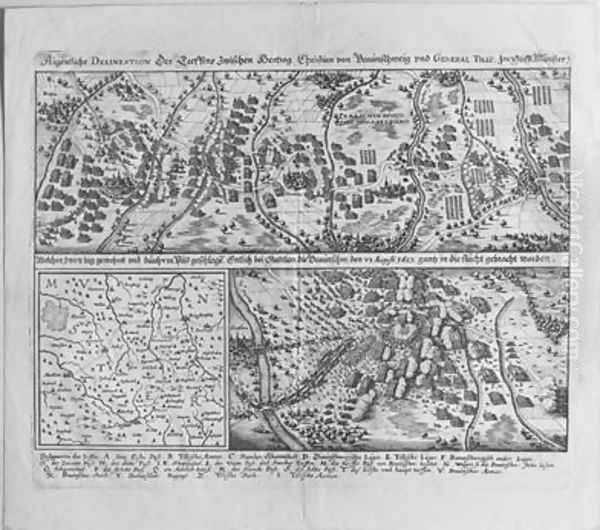 Map of the Battle of Stadtlohn between the Imperial troops led by General Tilly and the Protestant troops under Christian of Brunswick - view 1