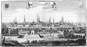 View of Lubeck by Matthaus the Elder Merian