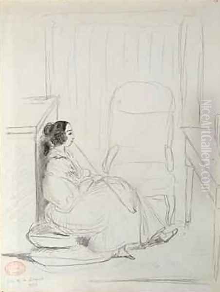 George Sand 1804-76 seated and smoking a pipe 1833 - view 1