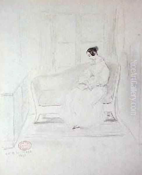 George Sand 1804-76 reading on a sofa beside a window 1833 - view 1
