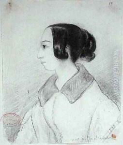 George Sand 1804-76 in profile 1833 by Alfred de Musset