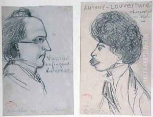 Portraits of either Charles Nodier 1780-1844 or Gustave Planche 1808-57 and Alexandre Dumas Pere 1802-70 1834 by Alfred de Musset