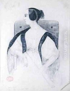 George Sand 1804-76 Seated in an Armchair 1833 by Alfred de Musset