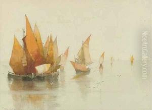 Fishing craft on the Lagoon, Venice by Clara Montalba