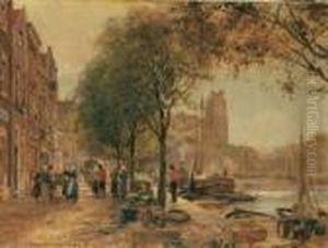 Blumenmarkt In Amsterdam. by Heinrich Hermanns