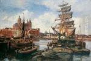 Im Hafen Von Amsterdam. by Heinrich Hermanns