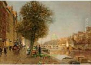 Flower Market On The Singel In Amsterdam by Heinrich Hermanns