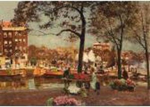The Flowermarket, Amsterdam by Heinrich Hermanns