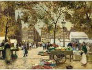 At The Flower Market by Heinrich Hermanns