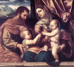 Holy Family 2 by Alessandro Bonvicino (Moretto da Brescia)