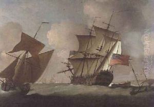 A Third-rate joining her Squadron off Elizabeth Castle Jersey by Peter Monamy