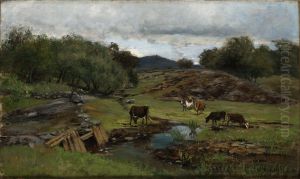 Sommarlandskap Med Kor by Olof Hermelin