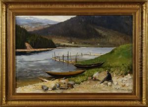 Norrlandskt Insjolandskap by Olof Hermelin