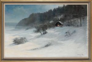Stuga I Vinterlandskap Stuga I Vinterlandskap