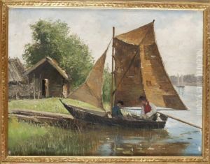 Landskap Med Figurer I Eka