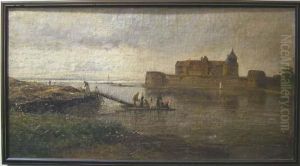 Landscape With Lake And Castle by Olof Hermelin