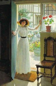 At the cottage door by William Henry Margetson