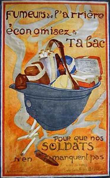 First World War Poster urging people to economise their use of tobacco so that the soldiers may not go without 1915 - view 1