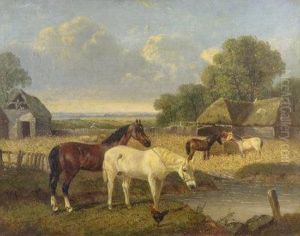 Horses In A Meadow by John Frederick Herring Snr