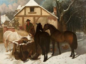Horses In Winter by John Frederick Herring Snr