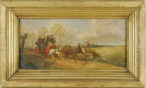 Hunting Dogs Crossing A Coach's Path. Signed Lower Right J.f.herring Sen". by John Frederick Herring Snr