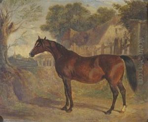 Bay Horse In A Village Landscape Bay Horse In A Village Landscape