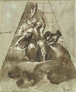 King David with an angel A section of a cupola