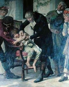 Edward Jenner 1749-1823 performing the first vaccination against smallpox in 1796 1879