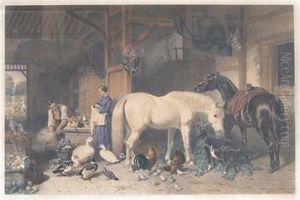 A Glimpse Of An English Homestead by John Frederick Herring Snr
