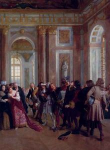 Jean Bart In The Galerie Des Glaces At Versailles by Gaston-Theodore Melingue