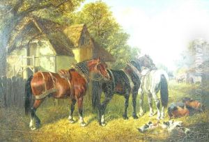 In The Farmyard by John Frederick Herring Snr