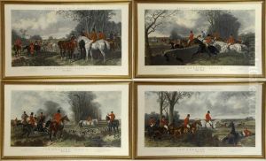 Four Hunt Scenes by John Frederick Herring Snr