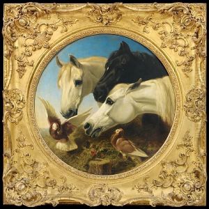 Horses And Doves At A Trough by John Frederick Herring Snr