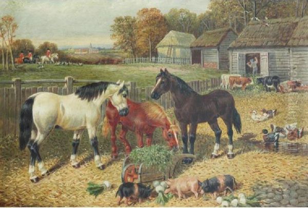 A Farmyard With The Hunt Beyond - view 1