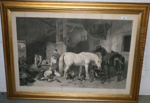 A Glimpse Of An English Homestead by John Frederick Herring Snr