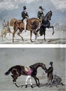 Jockey Saddling & Figures Riding by John Frederick Herring Snr