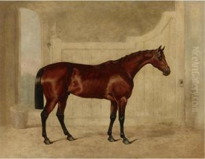 A Bay Horse In A Stable by John Frederick Herring Snr