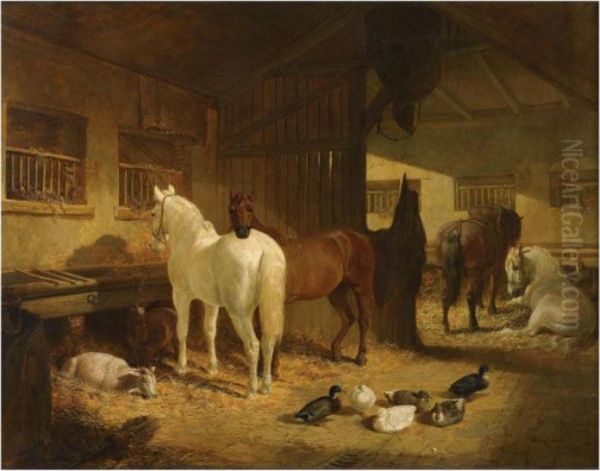 Four Horses In A Barn - view 1