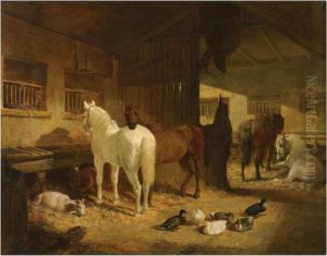 Four Horses In A Barn
