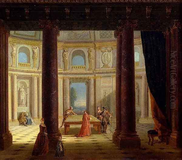 Elegant Company Playing Billiards - view 1