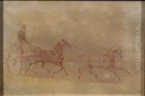 A Gentleman In A Two Horse Gig by John Frederick Herring Snr