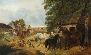 A View Of A Farmyard. by John Frederick Herring Snr
