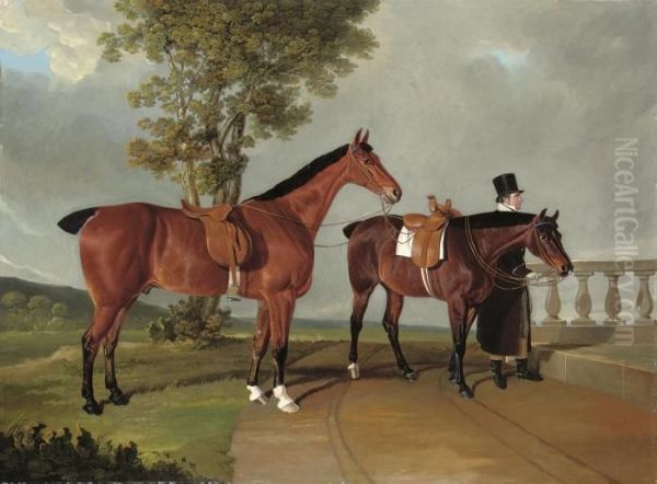 Favourite Hunters, The Property
Of Lawrence Parsons, 2nd Earl Ofrosse (1758-1841), At Doncaster,
Yorkshire - view 1