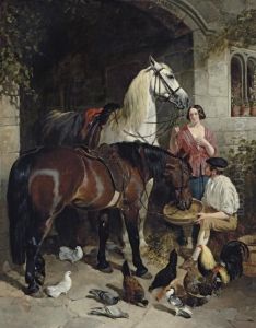 Feeding The Horse by John Frederick Herring Snr