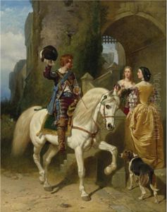 A Cavalier's Visit by John Frederick Herring Snr