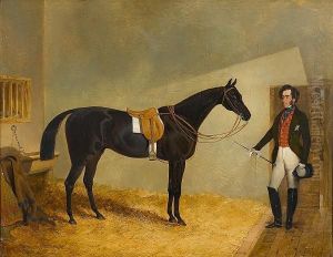 A Gentleman With His Hunter Miller, In A Stable