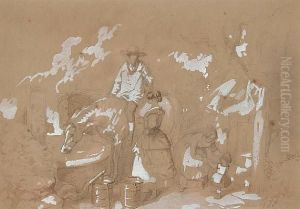 A Man On Horseback Conversing With Two Maids by John Frederick Herring Snr